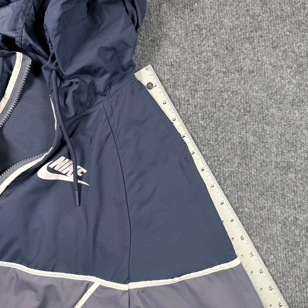Nike Windrunner Jacket Womens XL Grey Navy Blue Full Zip Hooded 883495-013